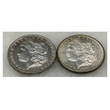 Two Morgan Silver Dollars, 1886 and 1881