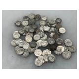 100 U.S. Silver Dimes Featuring Various Designs