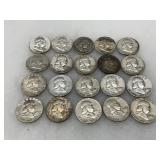 20 Franklin Half Dollar Coins, Mixed Dates and Conditions