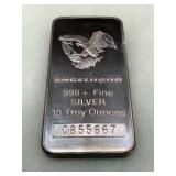 Engelhard 10 Troy Oz .999+ Fine Silver Bar with Serial Number C855867