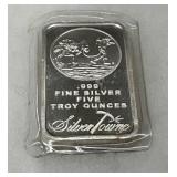 .999 SilverTowne Five Troy Ounce Silver Bar in Protective Packaging