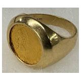 14K Gold Ring Featuring a U.S. 2 1/2 Dollar Indian Head Coin