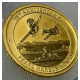 2016 Tuvalu $15 Gold Coin, 75th Anniversary Pearl Harbor Commemorative