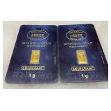 Two Istanbul Gold Refinery 1g 999.9 Fine Gold Bars in Sealed Packaging
