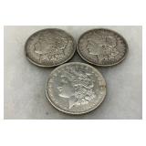 Three 1921-D Morgan Silver Dollars