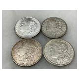 Four 1921 Morgan Silver Dollars