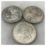 Three 1921 Morgan Silver Dollars