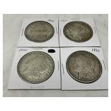 4 Morgan Silver Dollars – 1921