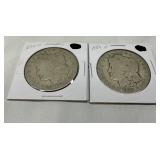 Two Morgan Silver Dollars: 1890-O and 1889-O
