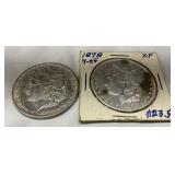 Two U.S. Morgan Silver Dollars, 1878 and 1899