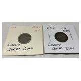 Two Liberty Seated Dimes, 1850 and 1851