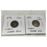 Two Liberty Seated Dimes, 1872 Fine and 1873 VG (Closed 3)