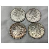 Four U.S. Morgan Silver Dollars, 1878, 1890, 1891, and 1896
