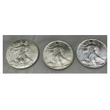 Three American Silver Eagle Bullion Coins, 1 oz Fine Silver Each