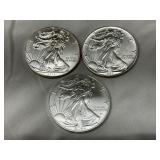 American Silver Eagles – 1991, 2011, 2024 – 1 oz Fine Silver Coins (Set of 3)