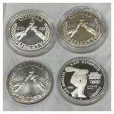 1983 and 1988 Olympic Commemorative Silver Dollar Coins in Protective Cases