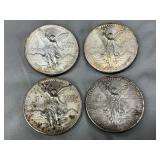Four 1985 Mexican 1 Onza Silver Libertad Coins