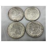 Four Morgan Silver Dollars, 1881-S, 1884-O, 1921, And 1889