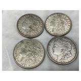 Four Morgan Silver Dollars, Various Dates (1921)