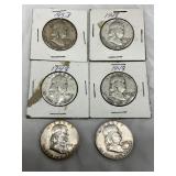 1953 and 1948 Franklin Half Dollars, Lot of Six Coins