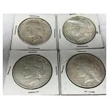Four 1922 and 1923 United States Peace Silver Dollars