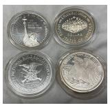 Silver Bullion Rounds Featuring Patriotic and Thematic Designs
