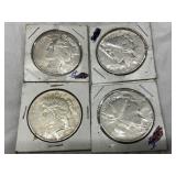 Four 1924 Liberty Peace Silver Dollars in Holders