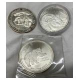 Silver Bullion Coins Featuring Animal and Decorative Designs