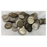 100 Mixed Silver Coins Featuring Various Designs