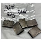 Five Silver Ingots Marked 52g Total Weight