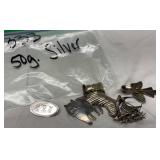 Sterling Silver Charms and Brooches, 50g
