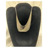 Multi-Strand Chain Necklace in Silver 27g. Tone