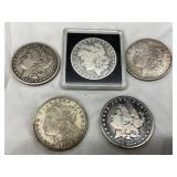 5 Morgan Silver Dollars (1878–1924)
