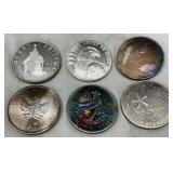 Twelve One-Troy Ounce Silver Rounds Featuring Various Designs