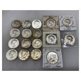 18 Kennedy Half Dollar Coins, 1964, 90% Silver