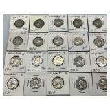 20 Washington Silver Quarters (1954-1962) in VF/XF Condition