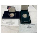 1990 Eisenhower Centennial and 1997 National Law Enforcement Officers Memorial Silver Dollars with C