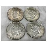 1922 and 1926 United States Peace Silver Dollars, Lot of 4