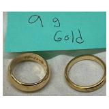 Pair Gold Rings Total Weight 9grams