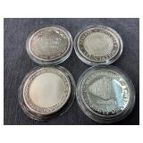 4 Silver Coins, Including Everett Coin Club and U.S. Constitution Designs