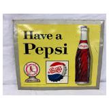 11×9 Tin Pepsi-Cola Easel Back Advertising Sign