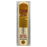 Old Cabin Still Metal Thermometer Advertising Kentucky Sour Mash Bourbon 8x36in. 