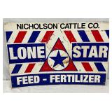 Nicholson Cattle Co. Lone Star Feed-Fertilizer Metal Sign, 36×24 Inches