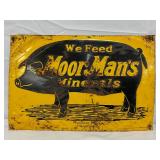 Embossed Metal Advertising Sign for Moorman’s Minerals, 14in x 9in