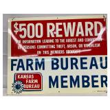 Kansas Farm Bureau Member Metal Reward Sign, 15×12 In, 1972