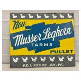 Metal Advertising Sign for Musser Leghorn Farms, 14x12in. 