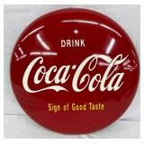 16-Inch Metal Coca-Cola Button Sign “Sign of Good Taste”