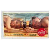 36×20 Cardboard Coca-Cola Beach Advertisement, Double-Sided