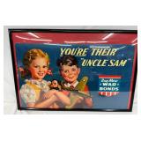 1943 Framed Cardboard War Bonds Advertisement, 34×21