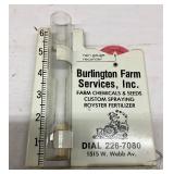 Metal and Glass Rain Gauge Advertising Burlington Farm Services, Inc.